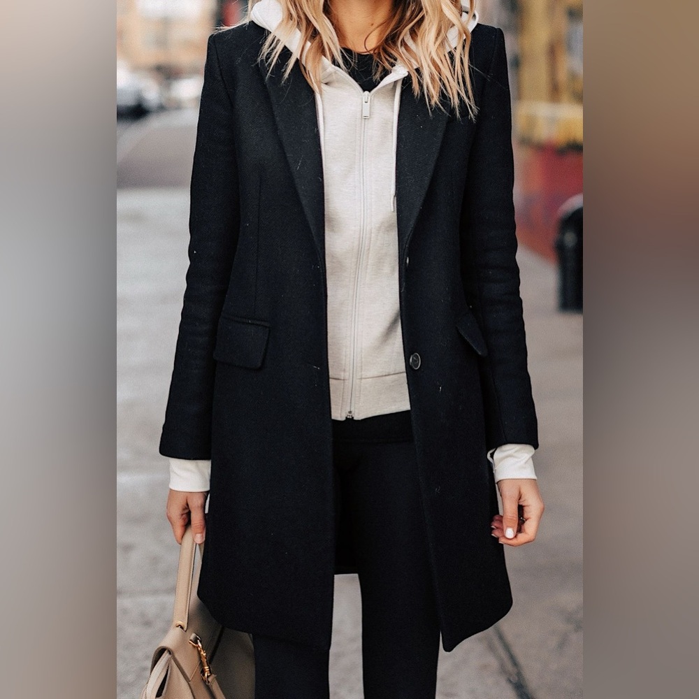 Black wool slim fit coat